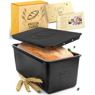 KRUSTENZAUBER Brotbackform mit Deckel - Kastenform Brot aus Kohlenstoffstahl für perfekte Hitzeverteilung bis 260°C, Ideal für Sauerteig & Kastenbrote, Antihaft Backform für gleichmäßige Kruste & Form