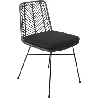 Esszimmerstuhl Korbstuhl Rattan Farbe anthrazit inkl. Sitzkissen DETROIT - Dunkelgrau