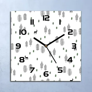 Wanduhr Echt-Glas-Küchenuhr Hirsch Wald Minimalistisch Quarz 30x30 Deko Bilder