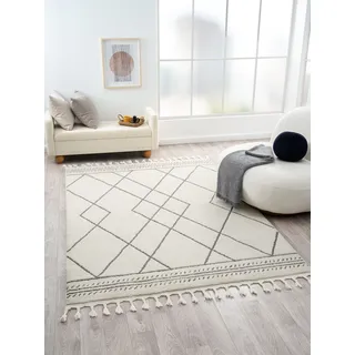 Myflair Möbel & Accessoires Hochflor-Teppich »Moroccan Design«, rechteckig, 24 mm Höhe, modern, marokkanisches Design, Rauten Muster, weich, mit Fransen