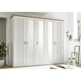 SchlafKONTOR Drehtürenschrank Trient 265 x 224 x 60 cm Weiß