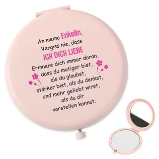 QWZify Geschenke für Enkelin von Oma Enkelin, Rosa Taschenspiegel Kosmetikspiegel Vergrößerungsspiegel Taschenspiegel Klappbar Reisespiegel, Geschenke für Enkel Enkeltochter