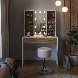 Vicco Schminktisch Alexa 93 cm mit LED Beleuchtung