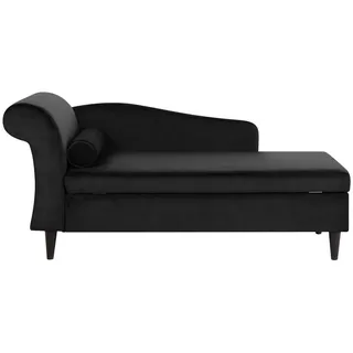 Beliani Chaiselongue Samt Linksseitig 1-Sitzer Schwarz