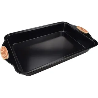 Backform mit Silikongriffe in Holz-Optik 37x33x2 cm Antihaft, Pizzaform