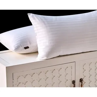 Amolavet Hotel Kissenbezuge 40x80 2teilig Set Mako Satin Baumwolle Weiß Damast Streifen kissenbezuge 40 x 80 2er Set für Ganzjährig