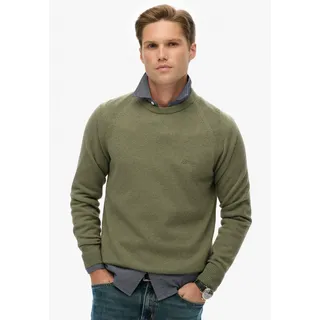 Strickpullover SUPERDRY "WOOL BLEND JUMPER", Herren, Gr. 3XL, light sage, Strick, Obermaterial: 35% Wolle, 35% Nylon, 30% Baumwolle, meliert, regular fit normal, Rundhals, Rippbündchen, Pullover Strickpullover