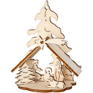 MaMeMi STECKSATZ KRIPPE aus Holz mit Heiliger Familie im STALL ca. 9 cm hoch Handarbeit aus SÜDTIROL Mini TISCHKRIPPE als ADVENTS- und WEIHNACHTSDEKO