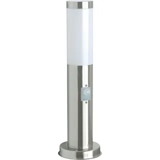 Smartwares 10.042.75 Gartenpfosten/Außenstehleuchte mit Bewegungsmelder RX1010-45S, Außensockel-/Pfostenbeleuchtung, Edelstahl, Weiß, Edelstahl, IP44, Garten, Bodenmontage - Weiß