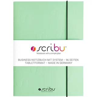 scribu Business Notizbuch mit System - Planer für Aufgaben, Projekte & Prioritäten | GTD, Eisenhower, Bullet Journal | 96 Seiten, Soft Cover | Tablet Format | Hopefull Green - Singlepack
