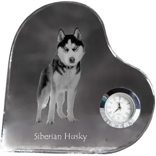 Siberian Husky - Kristalluhr mit einem Hundebild, Herzregal-Uhr, personalisierte Standuhr der Marke Art-Dog