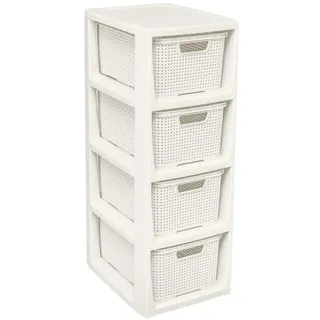 branq home essential BranQ - Home essential Regal in Rattan Design, Kunststoff PP, Creme, 29,5 x 24 x 64,2 cm