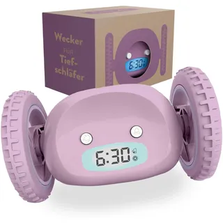 CLOCKY Lauter Wecker Digital Wecker Laut für tiefschläfer Erwachsene Jugendliche Lustig für schwerhörige schwere Schläfer auf Rädern Weglaufen Fahrender Springen Wegrollen Lustiges Geschenk (Silber)