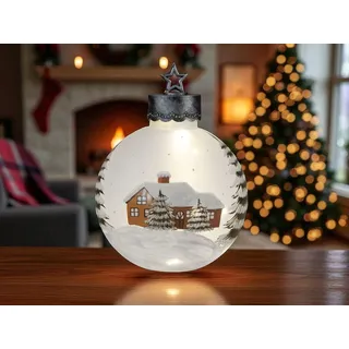 formano XXL LED Deko-Kugel 30 cm Winterdekor Glaskugel Timer 6 h/18 h beleuchtet - Weiß