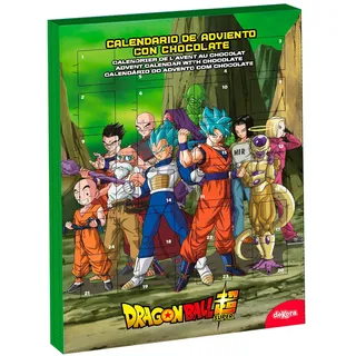 dekora - Dragon Ball Super Adventskalender mit Schokolade – 24 Milchschokoladen-Pralinen – 50g – Offizielles Lizenzprodukt – Weihnachtskalender für Kinder