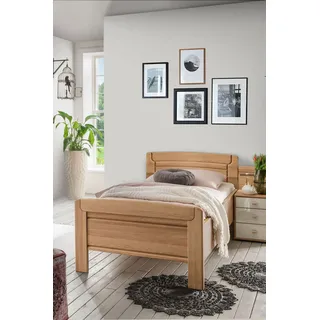 Holzbett WIEMANN "Kiruna, Bettgestell, Bettrahmen, teilmassiv Eiche", braun (eiche teilmassiv), B:98cm L:216cm, Betten, Holzbett, Kopf- und Fußteil aus Massivholz, verschiedene Größen, in Komforthöhe