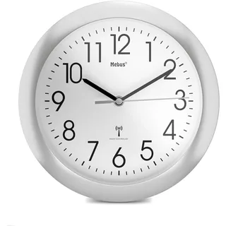 MEBUS Funk-Wanduhr 25,50 cm 52451 silber/weiß