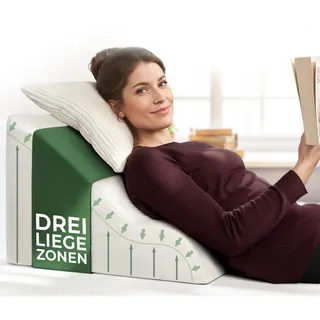 WELL B4 Ergonomisches Lesekissen für Bett und Sofa – Bequemes Rückenkissen mit Memory Foam – Verwendbar als Reflux Kissen, Keilkissen Bett, Bettkissen Rückenlehne im Sitzen und Liegen, GRAU