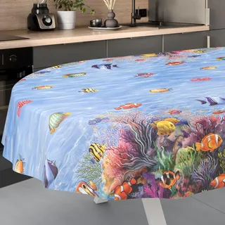 ANRO Wachstuch-Tischdecke abwaschbar Oval 180 x 140 cm Transparent