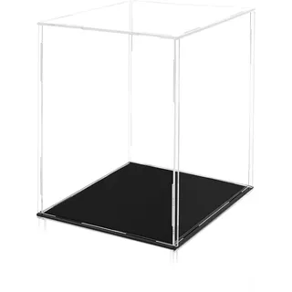 TSKDKIT Acryl Vitrine Schaukasten für Lego, Acryl-Schaukasten für Lego Darth Vader Helm mit schwarzem Boden, Staubdichte Aufbewahrungsvitrine für Actionfiguren Funko Pop Modell, 20 x 20 x 25 cm