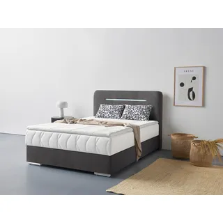 COTTA Boxbett »Lighstar« inklusive LED-Beleuchtung, Topper, Bettkasten und Zierkissen, grau