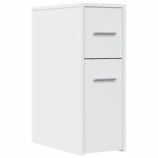 vidaXL Badschrank Schmal mit Rollen Weiß Holzwerkstoff