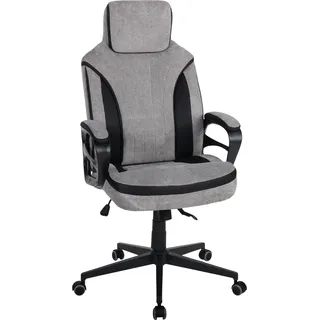 Chefsessel - Grau - Schwarz - Metallgestell - Netzstoff - Webstoff - mit Wippmechanik - Grau, Schwarz