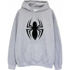 Spiderman, Herren, Pullover, Ultimate Kapuzenpullover Logo, Grau, (3XL)