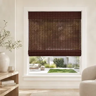 CHICOLOGY Raffrollos aus Bambus, Lichtfilterrollos für Fenster, Premium-Qualität, ideal für Zuhause, Büffelbraun, 58,4 cm B x 162,2 cm H