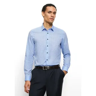 Langarmhemd OLYMP "Level Five", Herren, Gr. 39, N-Gr, blau (bleu), Web, Obermaterial: 100% Baumwolle, normal, 2-Knopf-Manschette, Hemden Langarmhemd, Businesshemd, body fit, New York Kentkragen