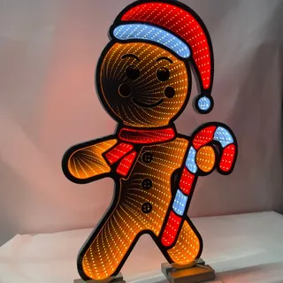 Lebkuchenmann Infinity LED 60 cm Holzständer Dekofigur Tischdeko Weihnachten