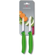 Victorinox, Swiss Classic, Profi Gemüsemesser-Set, Extra Scharfe Klinge, gerader Schliff, 8 cm, Robuster Kunststoffgriff, Rostfreier Stahl, grün