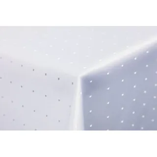 Punkte Damast Tischdecke eckig 90x90 von First-Tex *weiß*