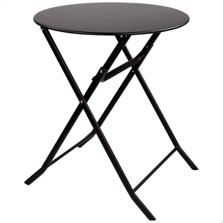 AKTIVE 61047 - runder Klapptisch schwarz Terrasse Garten Beistelltisch Robuster Metallrahmen Ø 60 cm Leicht für 2 Personen