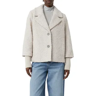 Kurzmantel COMMA, Damen, Gr. 44, beige (sand), Bouclé, Obermaterial: 79% Polyacryl, 16% Wolle, 5% Polyester. Futter: 100% Polyester, Strukturmuster, unifarben, regular fit taillenbedeckt, Rippbündchen, Mäntel Kurzmantel, mit Rippbündchen