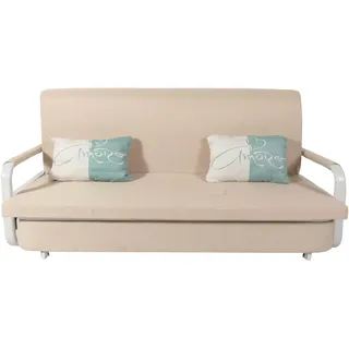 Mendler Schlafsofa HWC-M83, Schlafcouch Couch Sofa, Schlaffunktion Bettkasten Liegefläche, 190x185cm ~ Stoff/Textil beige