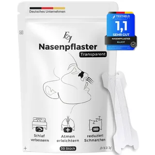 Ellicit Nasenpflaster Transparent 30 Stk Nose Strips für Schnarchen & Sport