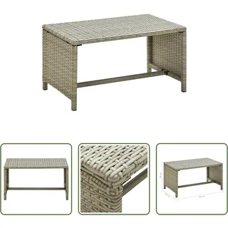 The Living Store Couchtisch Beige 70x40x38 cm Poly Rattan - Beige