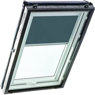 Original Roto Verdunkelungsrollo ZRV - Nahezu vollständige Verdunkelung - Führungsschiene Silber - Dachfenster Baureihe Designo R4/R7 und Classic 43/73 - Größe 074/140 | 07/14 - Stofffarbe Dunkelgrau