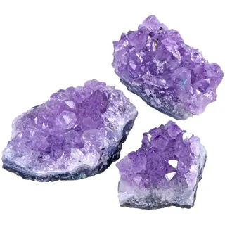 Lebensquelle Plus Amethyst Kristalle | 100% naturbelassene Drusenstücke | 3er Set