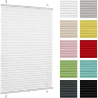 Plissee Estika ohne Bohren – 40 cm x 230 cm – Weiß – Einfache Montage mit Klemmen - Weiß