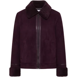 Outdoorjacke CECIL, Damen, Gr. XS (36), eggplant rot, Web, Obermaterial: 100% Polyester. Futter: 100% Polyester, unifarben, regular fit normal, Bündchen, Jacken Outdoorjacke, mit Fake-Fur-Details