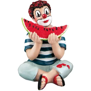 Gilde Gildeclown Deko Figur Clown 'Sommer Snack' - Clownfigur sitzend mit Melone - Mehrfarbig Höhe 8 cm