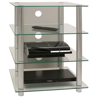 VCM Blados TV-Rack 54 x 70 x 42 cm Silber/Transparent Aluminium/Glas
