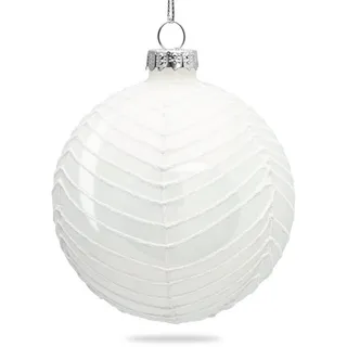 SIKORA Highlights 4er Set ausgefallene Christbaumkugeln besondere Weihnachtskugel Christbaumschmuck aus Glas Weiss 8cm, Farbe | Modell:Modell New York Weiss, Höhe in cm:8 cm