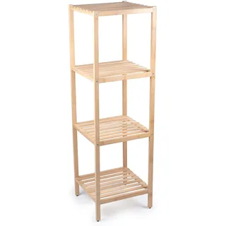 Alpina Badregal mit 4 Ablagen - Badezimmerschrank auf Bambus - Badezimmer Regal für Badezimmer, Küchen und Schlafzimmer - 32 X 33 X 108,5 cm - für Handtücher und Toilettenartikel - Holzregal