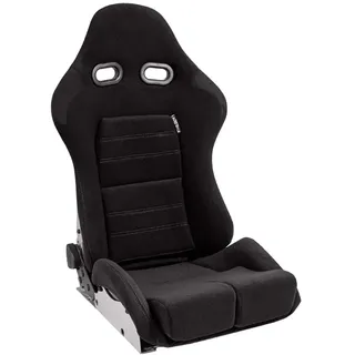 AutoStyle Sportsitze 'BS5' - Schwarz/Grau - Doppelseitig Verstellbare GFK Rückenlehne - inkl. Laufschienen