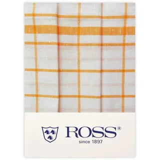 Ross 3er Pack Halbleinen-Geschirrtücher Karo gelb, 50x70 cm