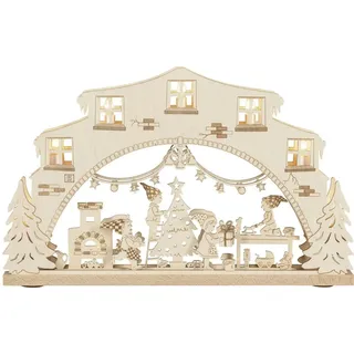 Schwibbogen Wichtelwerkstatt mit LED-Beleuchtung natur BxHxT 52,0x32,0x4,5cm NEU