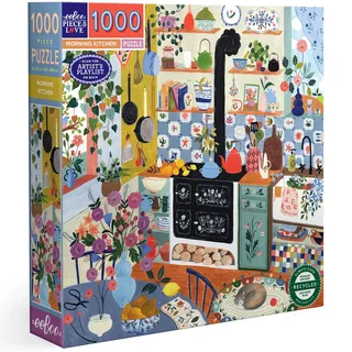 eeBoo PZTMNK Morning Kitchen recyceltem Karton – buntes 1000 Teilen – Maße 58,5 cm, [Das Puzzle ist Nicht in Schwarz und Weiß, es enthält